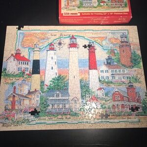 Heritage Jigsaw Puzzle 550 pc. Lighthouses of New Jersey 24" x 18" COMPLETE READ